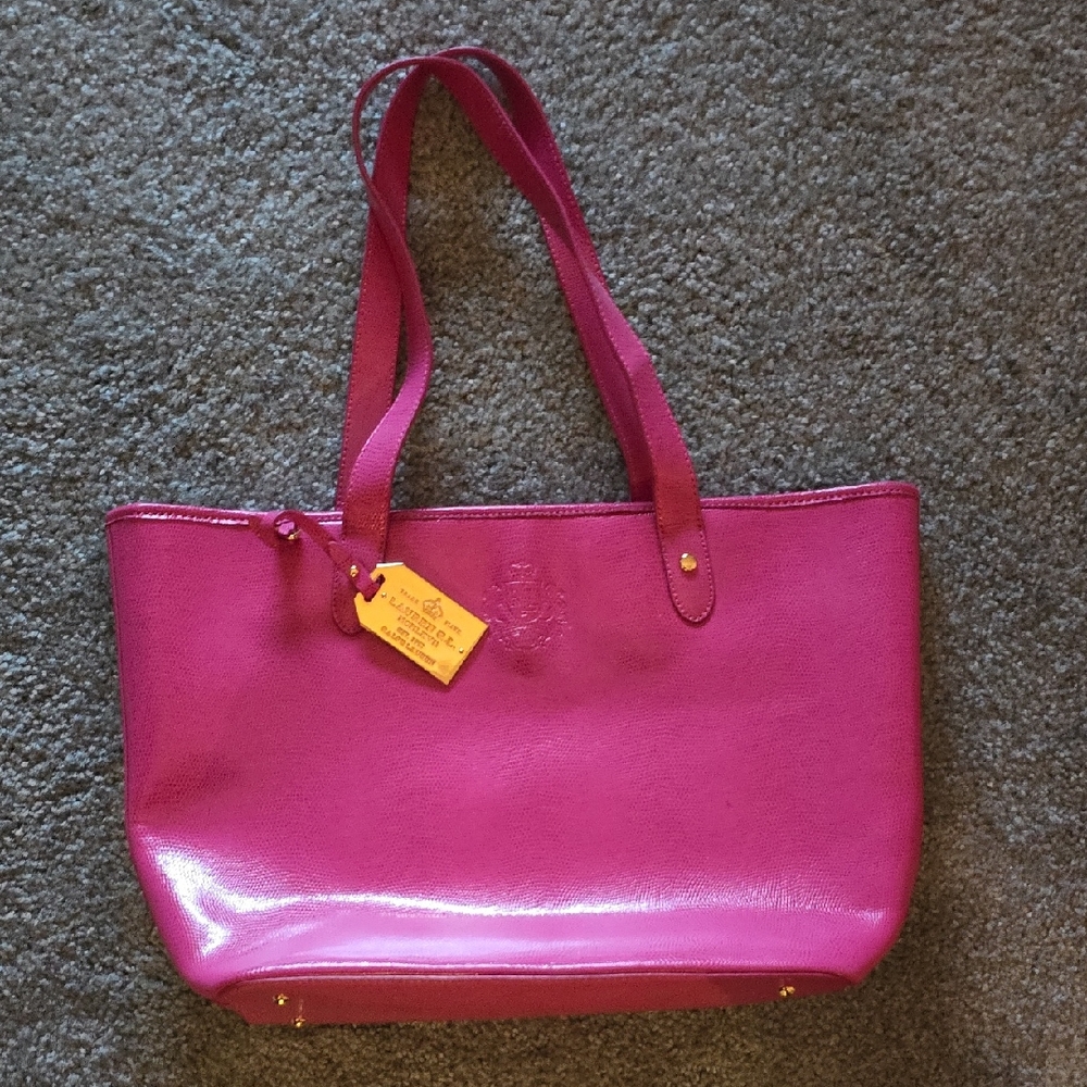 Pink Leather Tote Bag